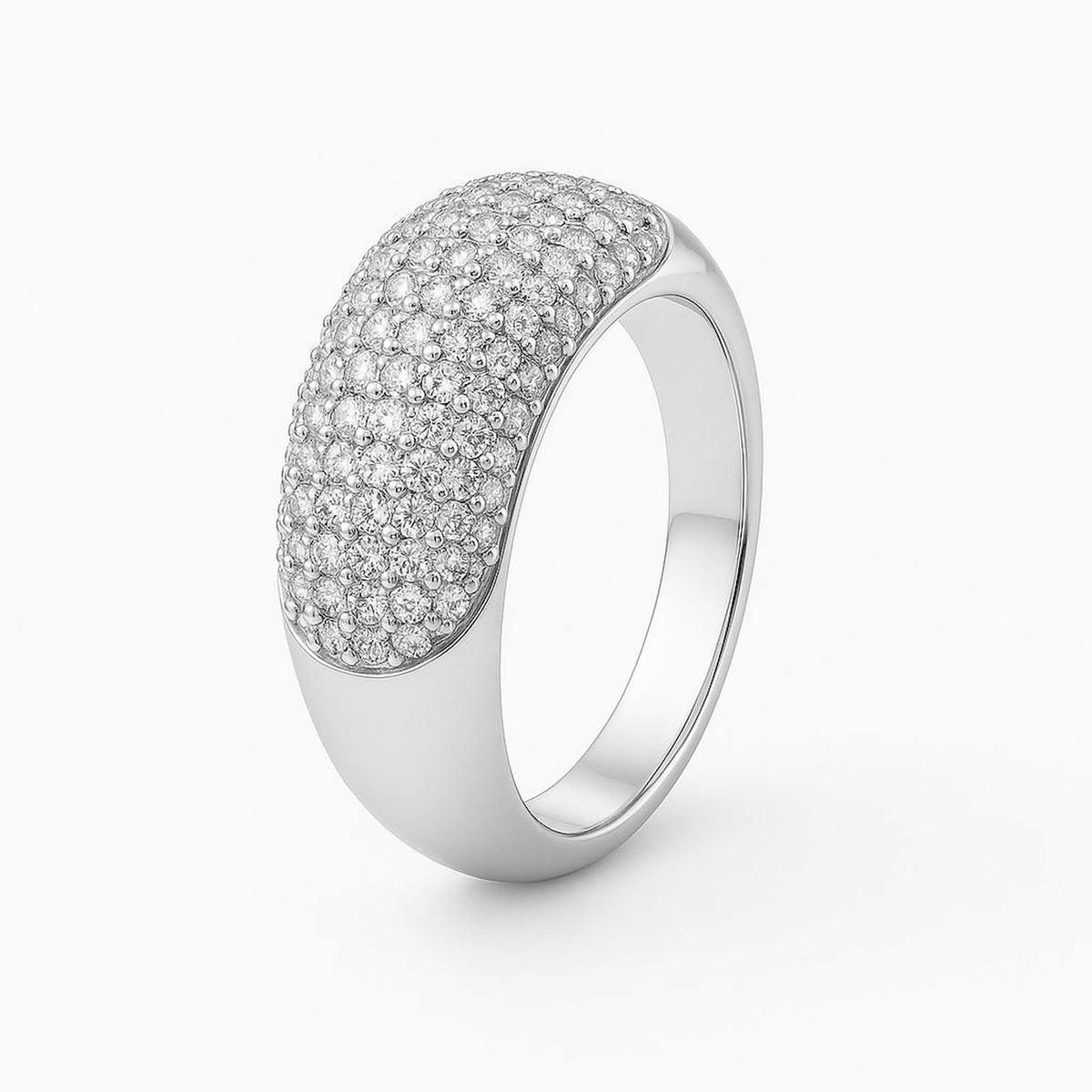 Anel Chapa Cravejado Cristal Ródio Branco