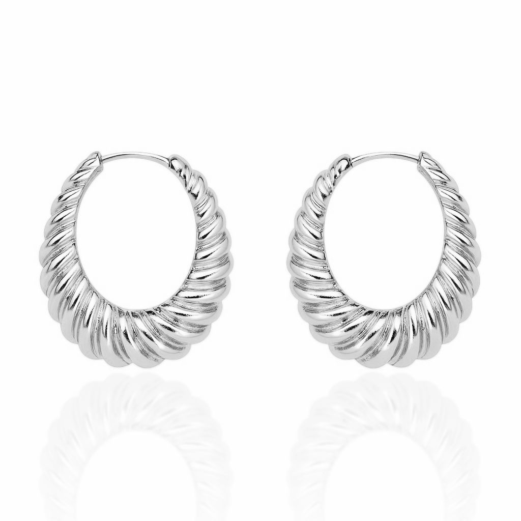 Brinco Argola de Metal Oval Torcido Texturizado