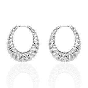 Brinco Argola de Metal Oval Torcido Texturizado