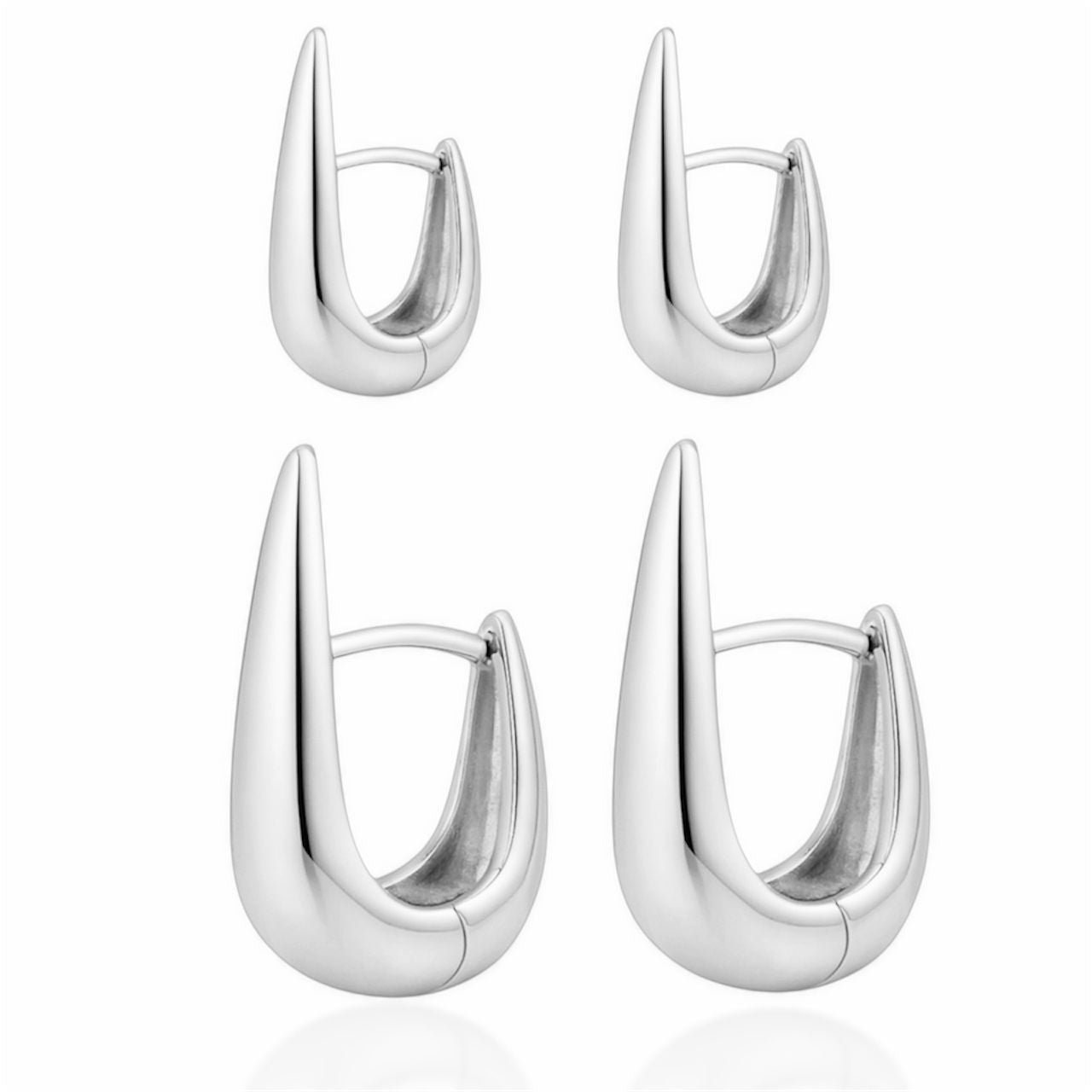 Brinco Duplo de Argola Metal Gota Liso