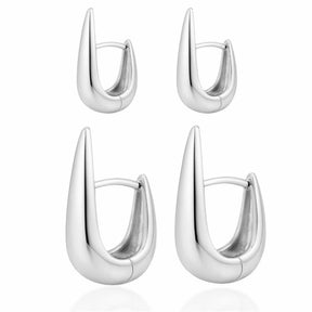 Brinco Duplo de Argola Metal Gota Liso