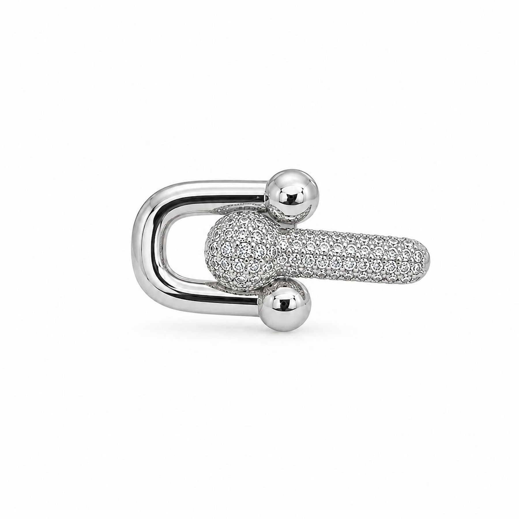 Anel Design Quadrado de Elo Cravejado com Zircônia Cristal Brilhante