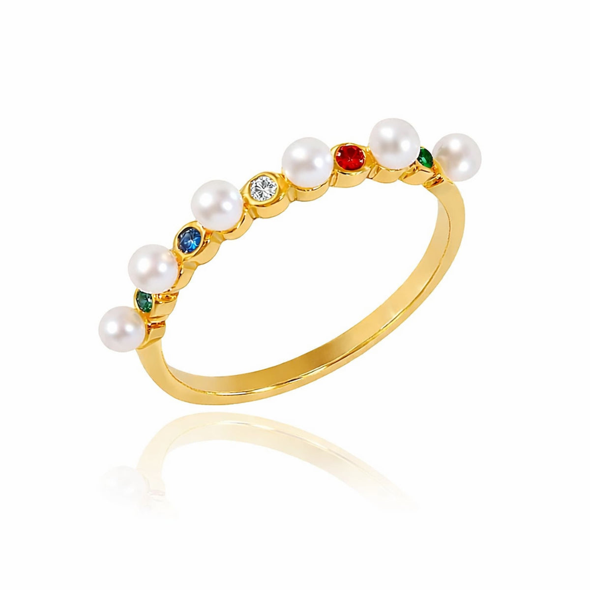 Anel com Pérolas e Zircônias