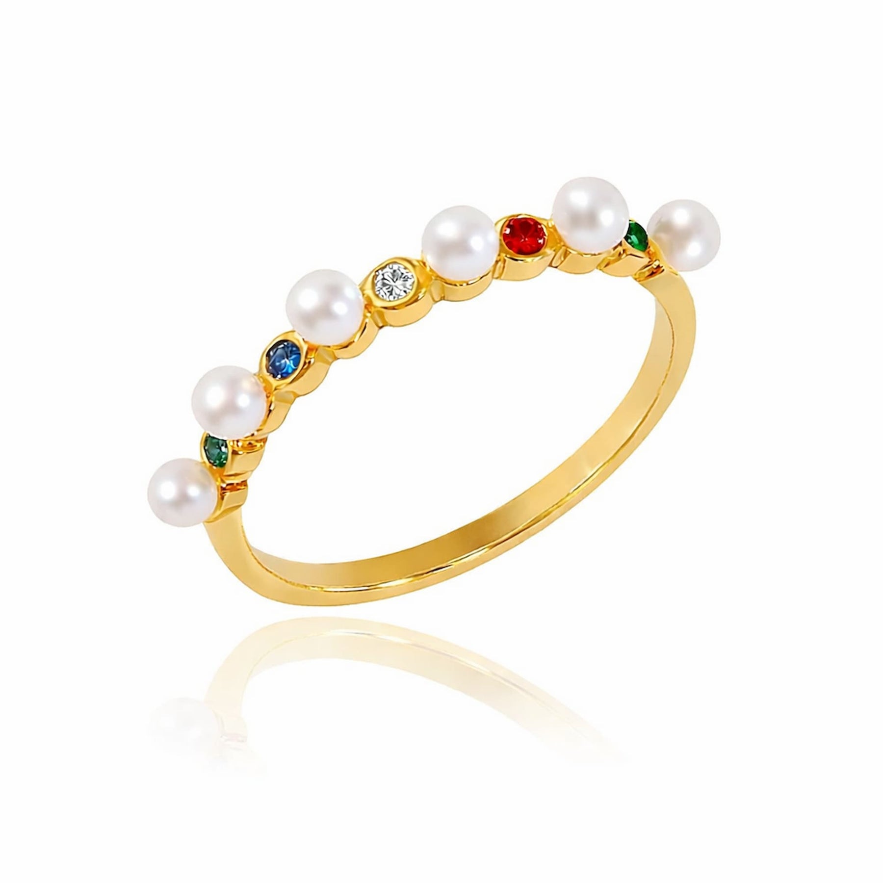 Anel com Pérolas e Zircônias