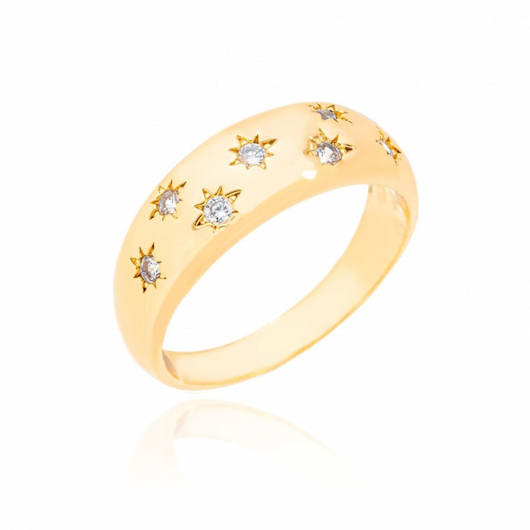 Anel Estrela Cravejado com Micro Zircônia