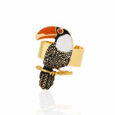 Anel Tucano Esmaltado  Ajustável Dourado