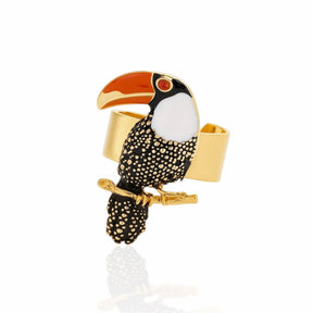 Anel Tucano Esmaltado  Ajustável Dourado