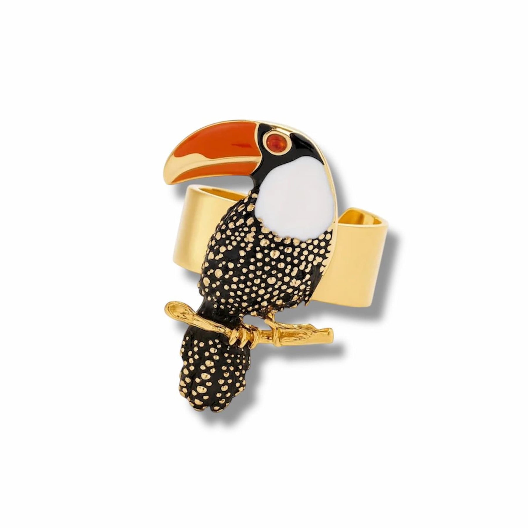 Anel Tucano Esmaltado  Ajustável Dourado