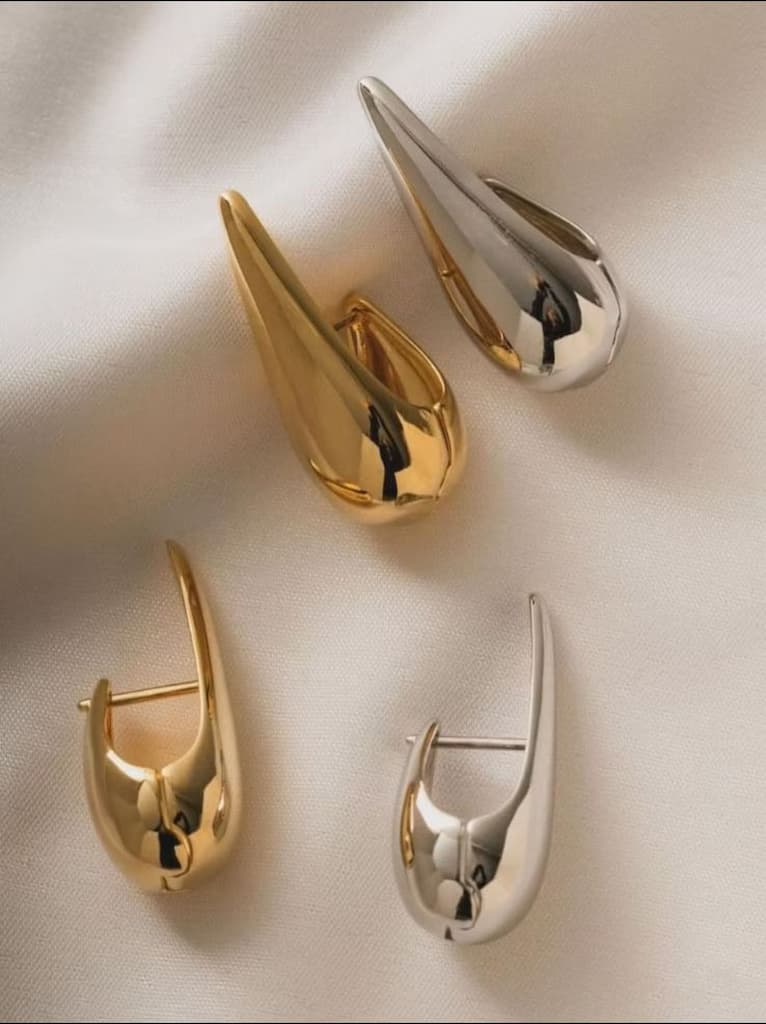 Brinco Duplo de Argola Metal Gota Liso