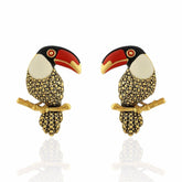 Brinco Tucano Esmaltado Colorido Dourado