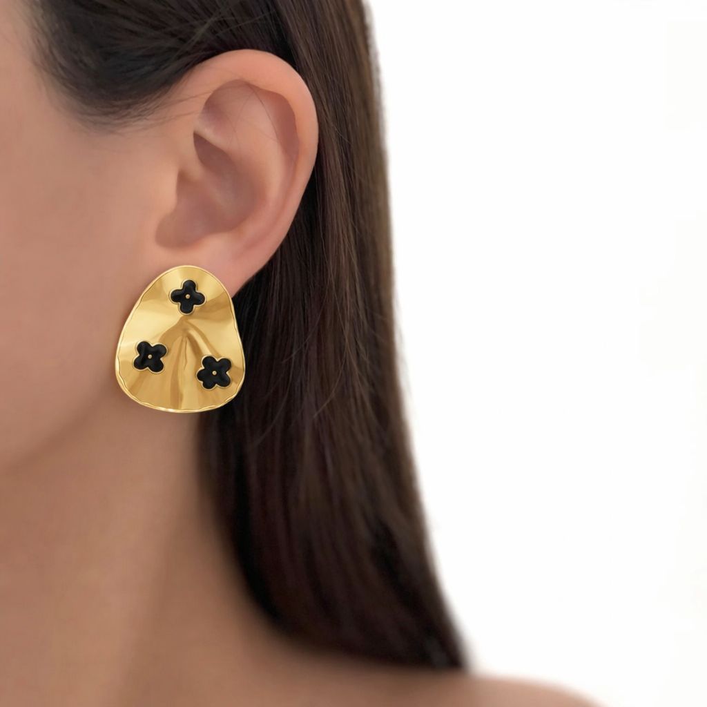 Brinco Orgânico Dourado com Resina Inspiração
