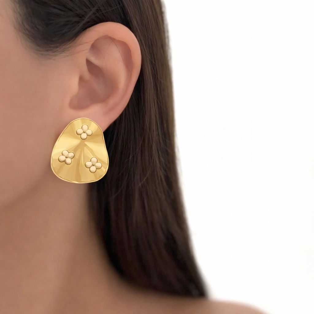 Brinco Orgânico Dourado com Resina Inspiração