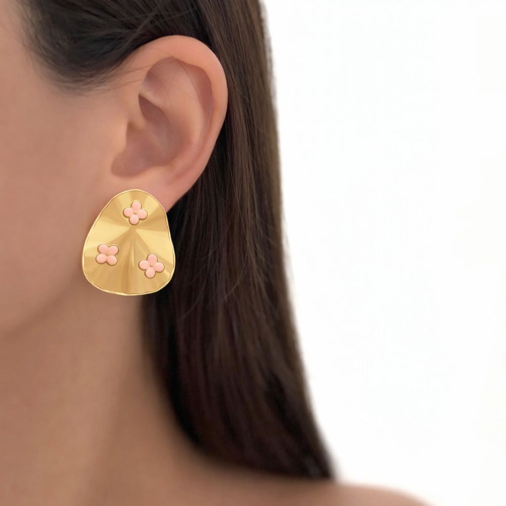 Brinco Orgânico Dourado com Resina Inspiração