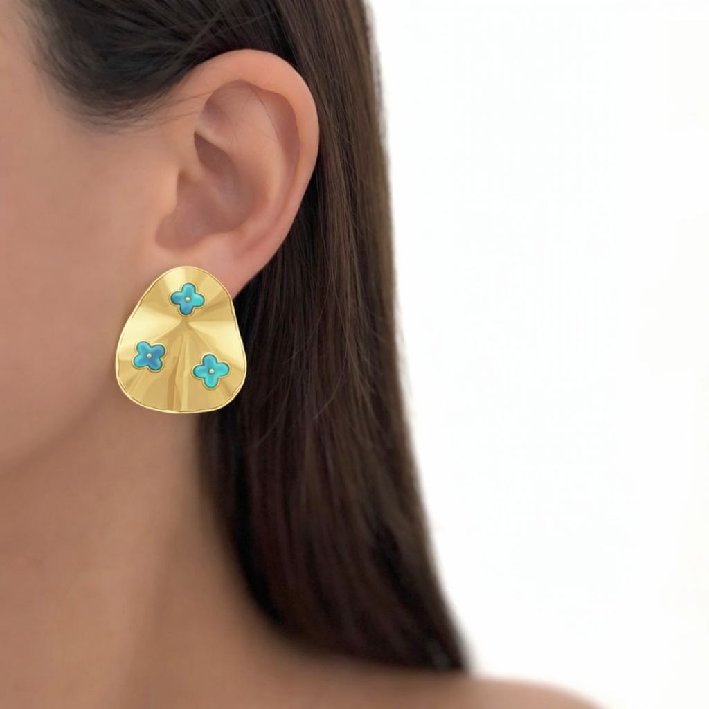 Brinco Orgânico Dourado com Resina Inspiração
