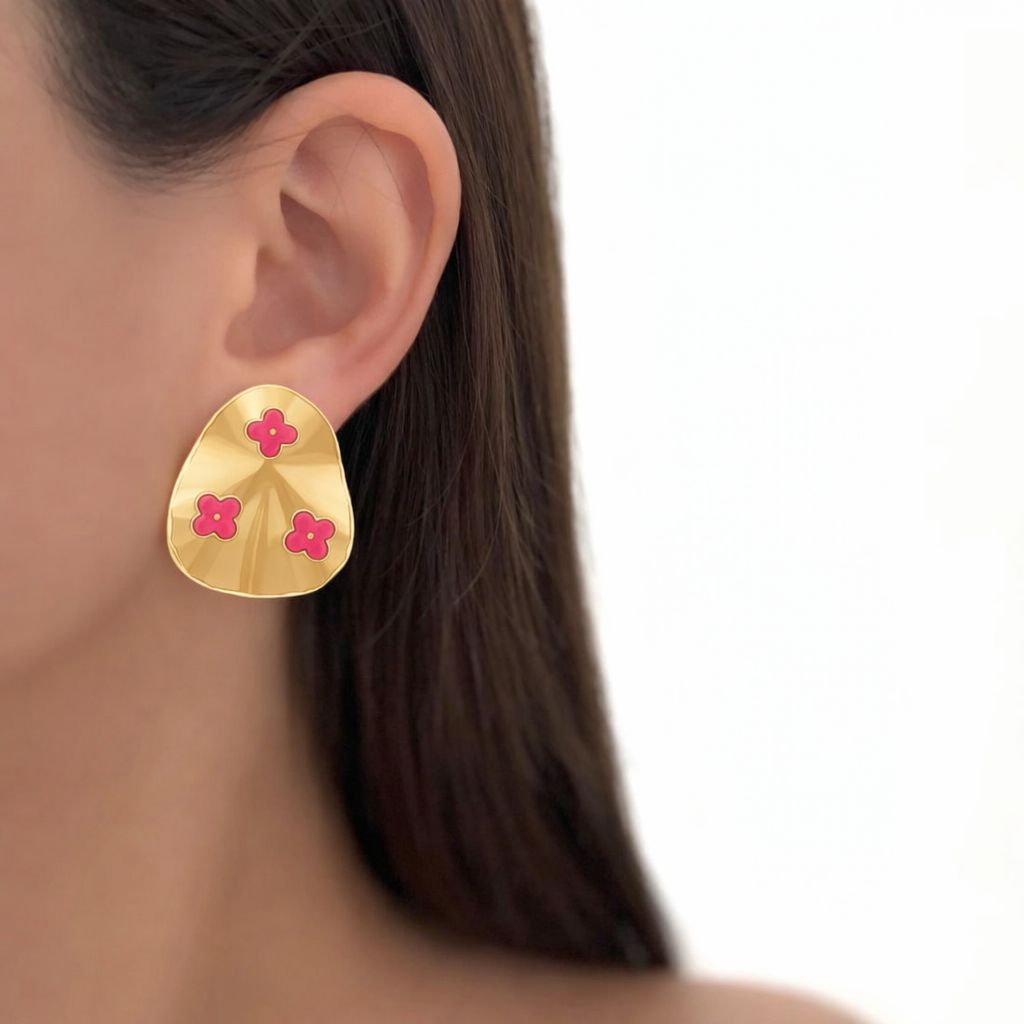 Brinco Orgânico Dourado com Resina Inspiração