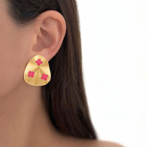 Brinco Orgânico Dourado com Resina Inspiração