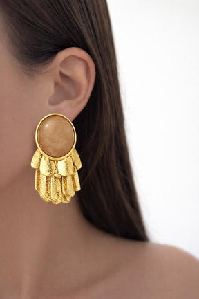 Brinco Cascata Dourado com Resina