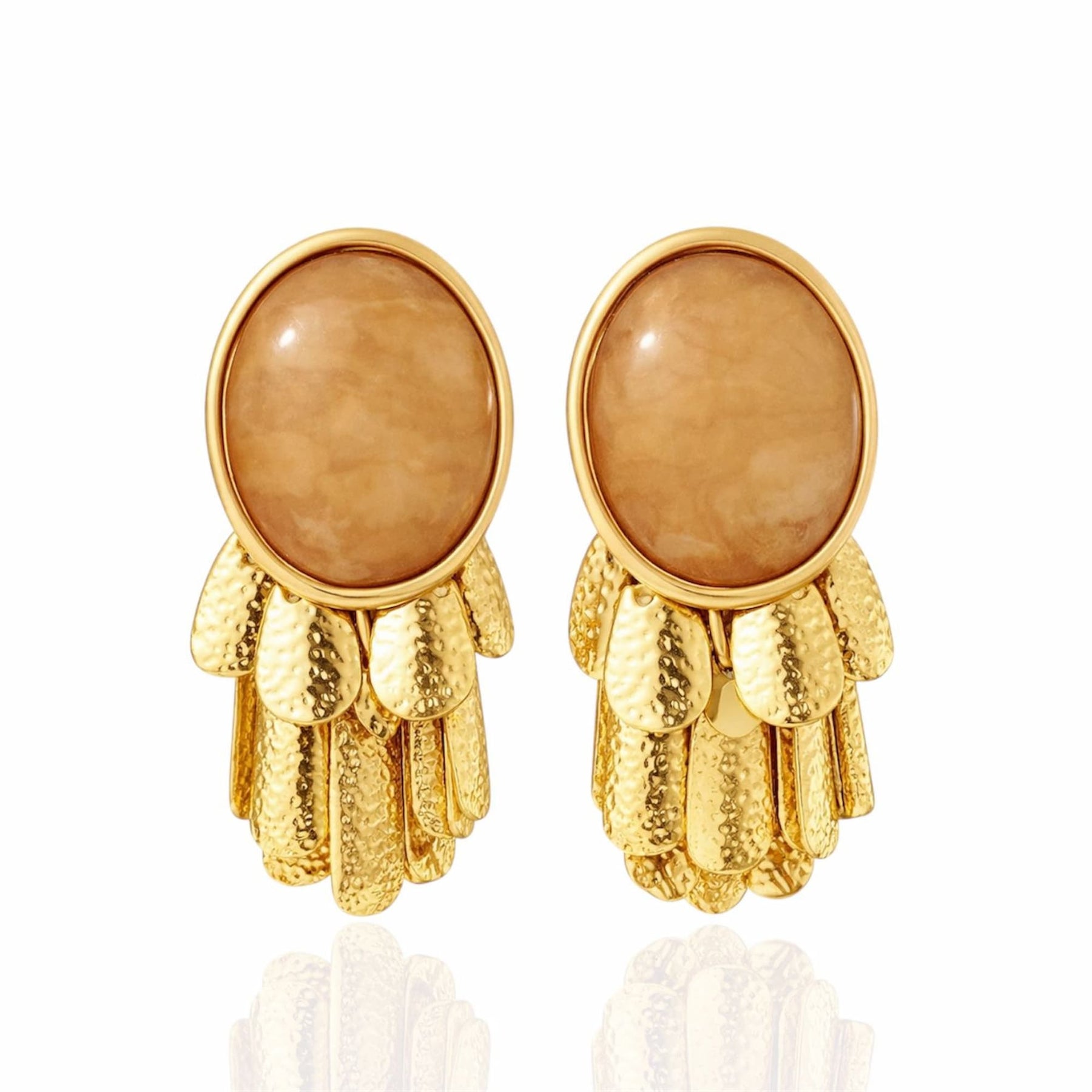 Brinco Cascata Dourado com Resina