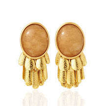 Brinco Cascata Dourado com Resina