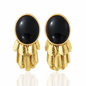 Brinco Cascata Dourado com Resina