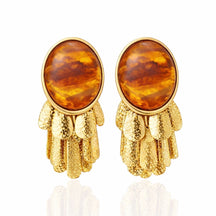 Brinco Cascata Dourado com Resina