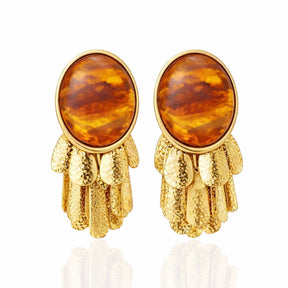 Brinco Cascata Dourado com Resina