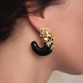 Brinco Argola Vintage em Resina com Detalhes Dourado