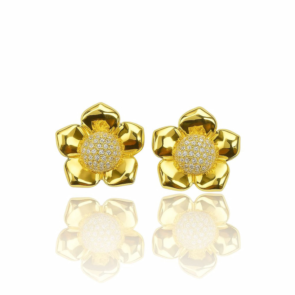 Brinco Flor Miolo Cravejado Dourado