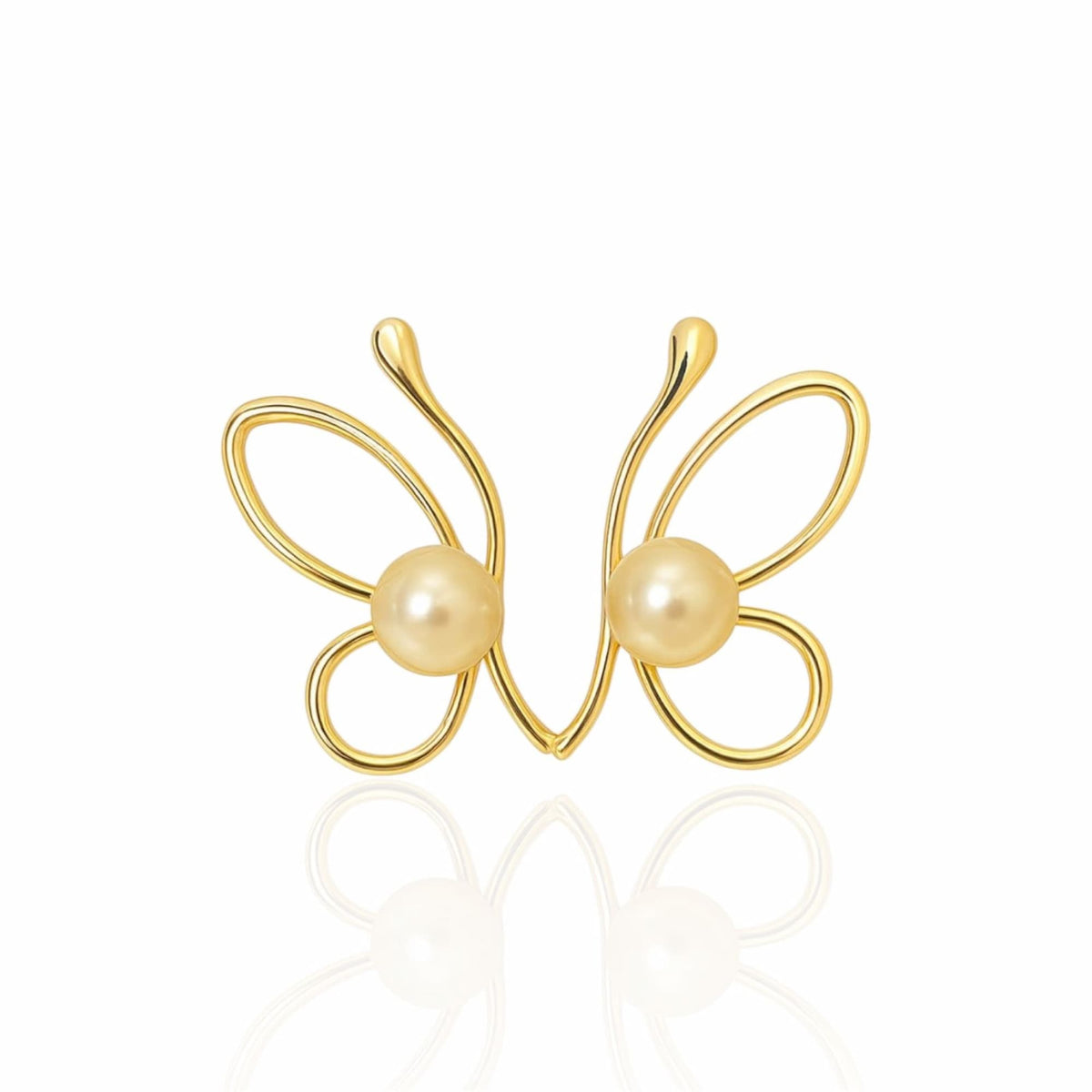 Brinco  Borboleta com Pérola Dourado