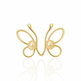 Brinco  Borboleta com Pérola Dourado