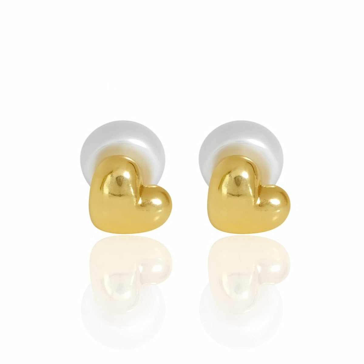 Brinco Coração Dourado com Pérola