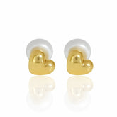 Brinco Coração Dourado com Pérola