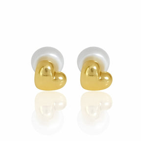 Brinco Coração Dourado com Pérola