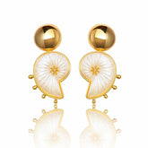 Brinco Caracol Off White com Dourado