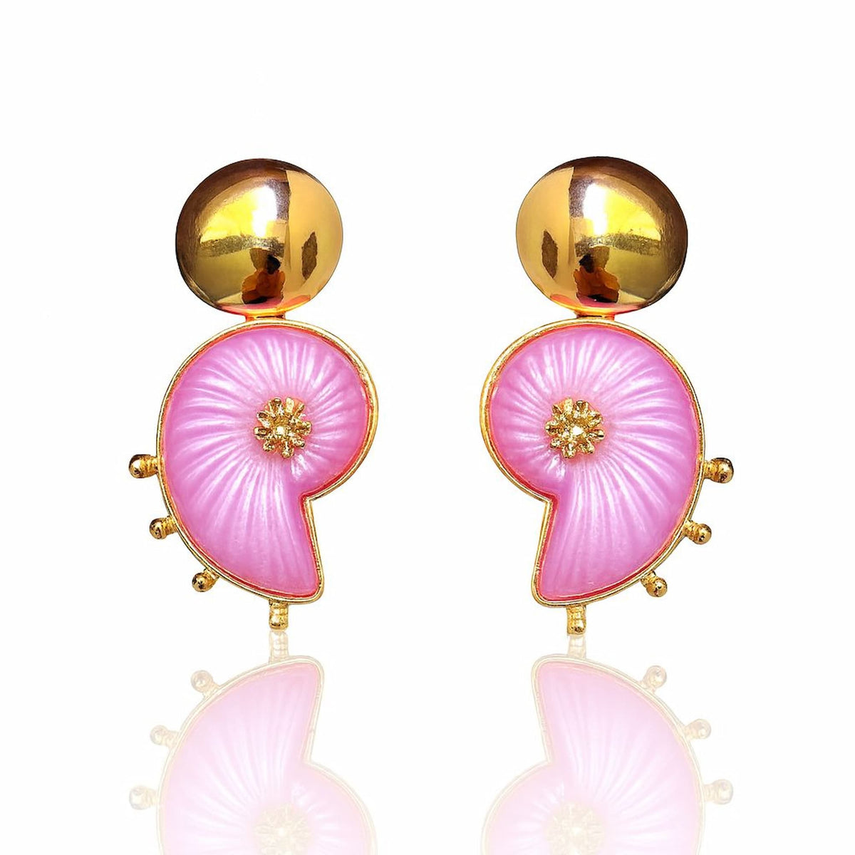 Brinco Caracol Lilás com Dourado