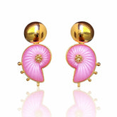 Brinco Caracol Lilás com Dourado