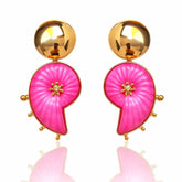 Brinco Caracol Fúcsia com Dourado