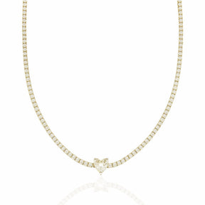 Choker Cravejada Cristal com Coração Dourado