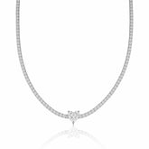 Choker Cravejada Cristal com Coração Ródio Branco
