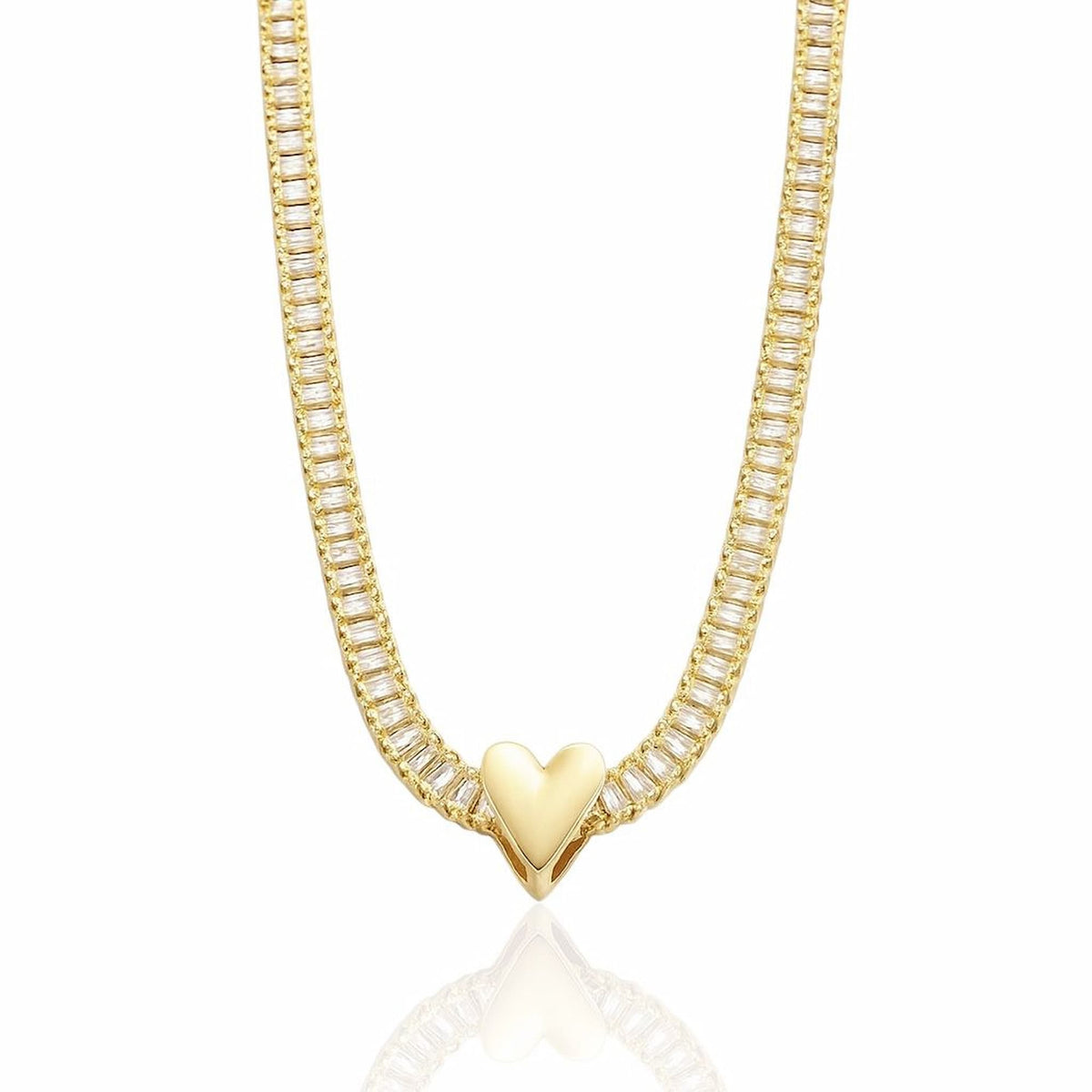 Choker Riviera Cristal com Coração Dourado