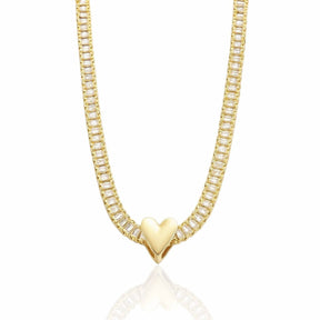 Choker Riviera Cristal com Coração Dourado