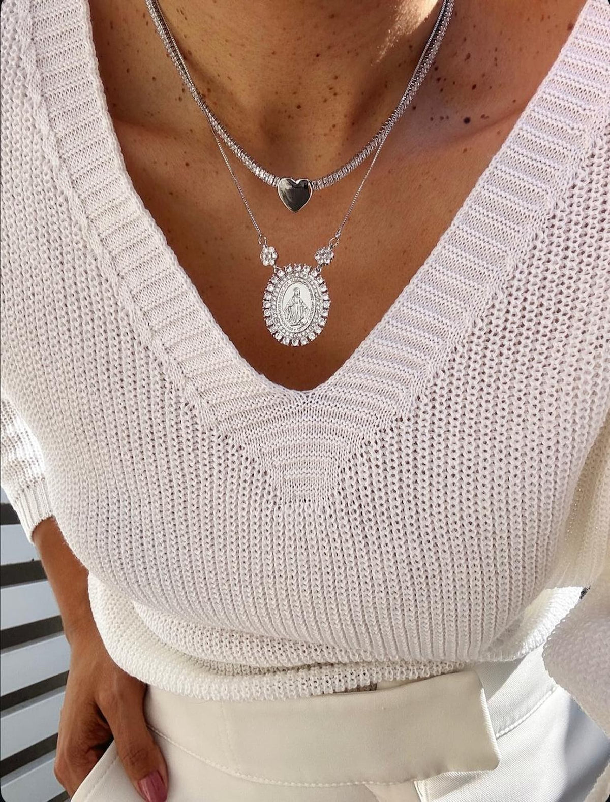 Choker Riviera Cristal com Coração Ródio Branco