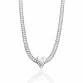 Choker Riviera Cristal com Coração Ródio Branco