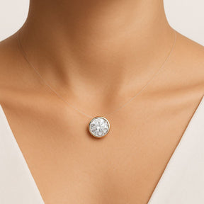 Colar Fio Nylon com Pingente Redondo Cristal