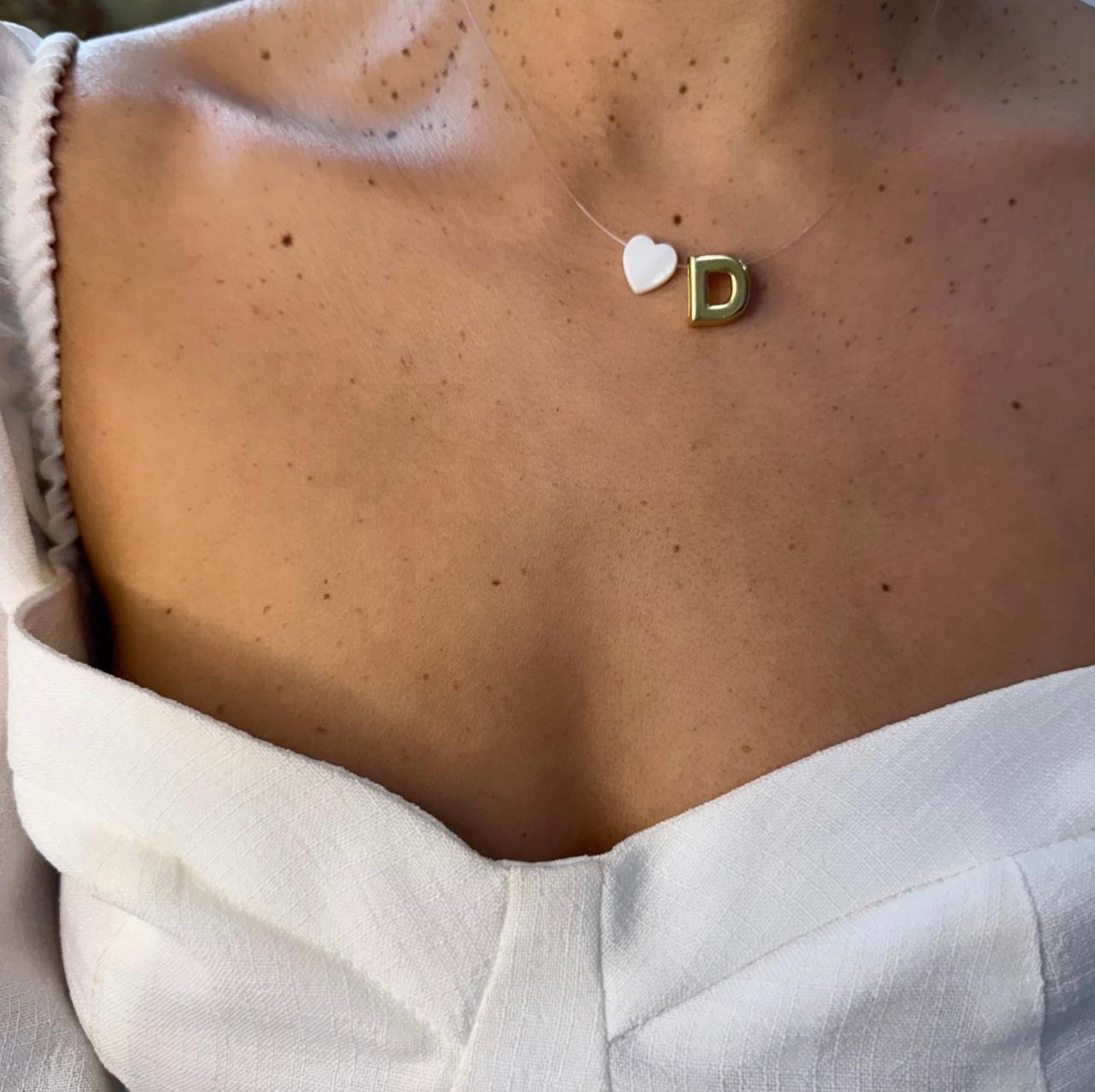 Choker de Nylon com Pingente de Letra Dourada