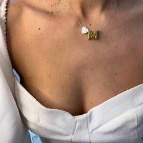 Choker de Nylon com Pingente de Letra Dourada