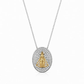 Colar de Nossa Senhora Aparecida Cravejado Zircônia