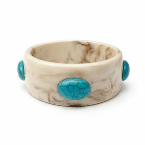 Bracelete de Acrílico com Pedras Azul Turquesa