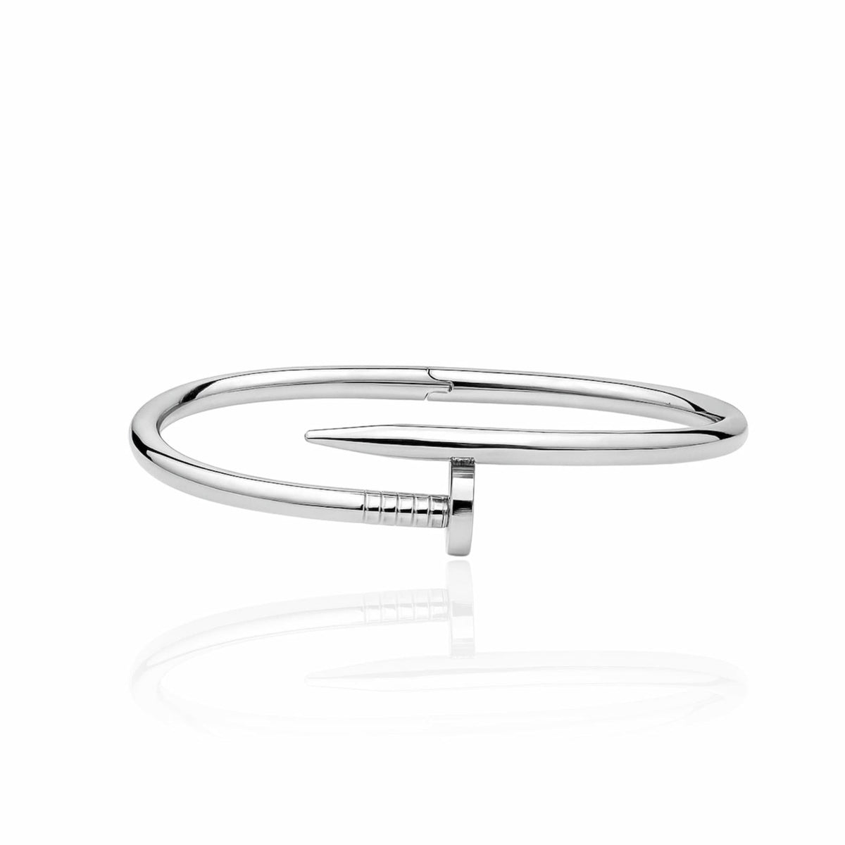 Bracelete Prego Ródio Branco Aço Inoxidável