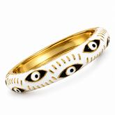 Bracelete Dourado de Olho Grego  Esmaltado com Branco